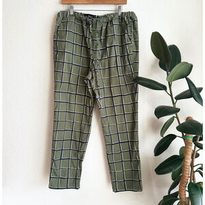 Wildfang Essential Drawstring Windowpane Trouser Pants XL Green Pull-On Unisex